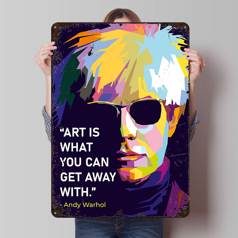 Retro Gaming Quotes - Poster Kutipan Andy Warhol, Papan Logam