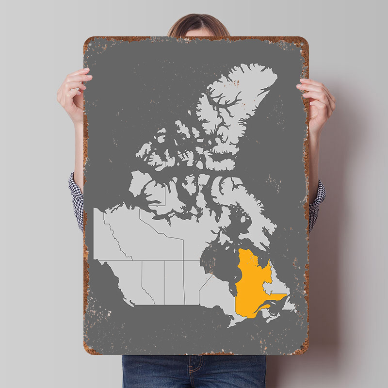 Retro Gaming Quebec - Peta Kanada dengan Quebec yang Ditonjolkan,
