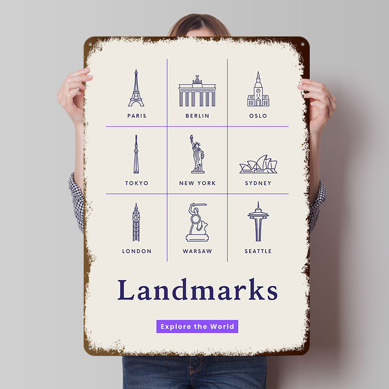 Retro Gaming Icons - Poster Timah Ikon Landmark Dunia Seni
