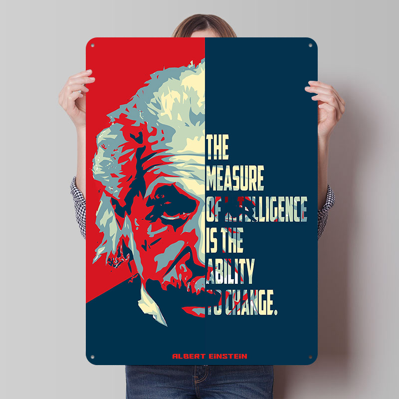 Retro Gaming Quotes - Poster Kaleng Berisi Kutipan Albert Einstein,