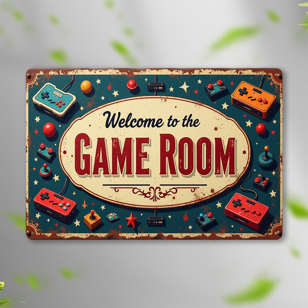 Retro Gaming Icons - Papan Tanda Logam Vintage 